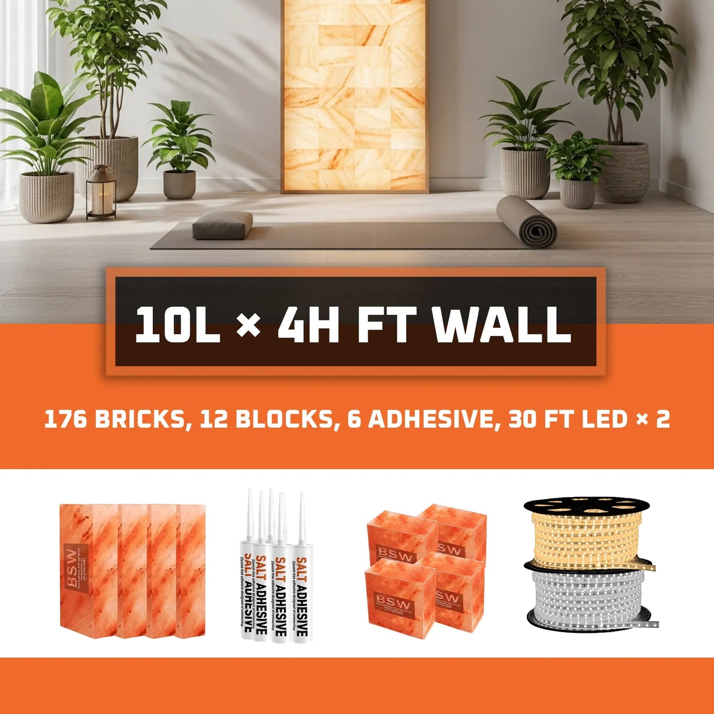 Himalayan Salt Wall Installation Kit 40 sq.ft Backlit Feature Wall – Where Glow Meets Wellness