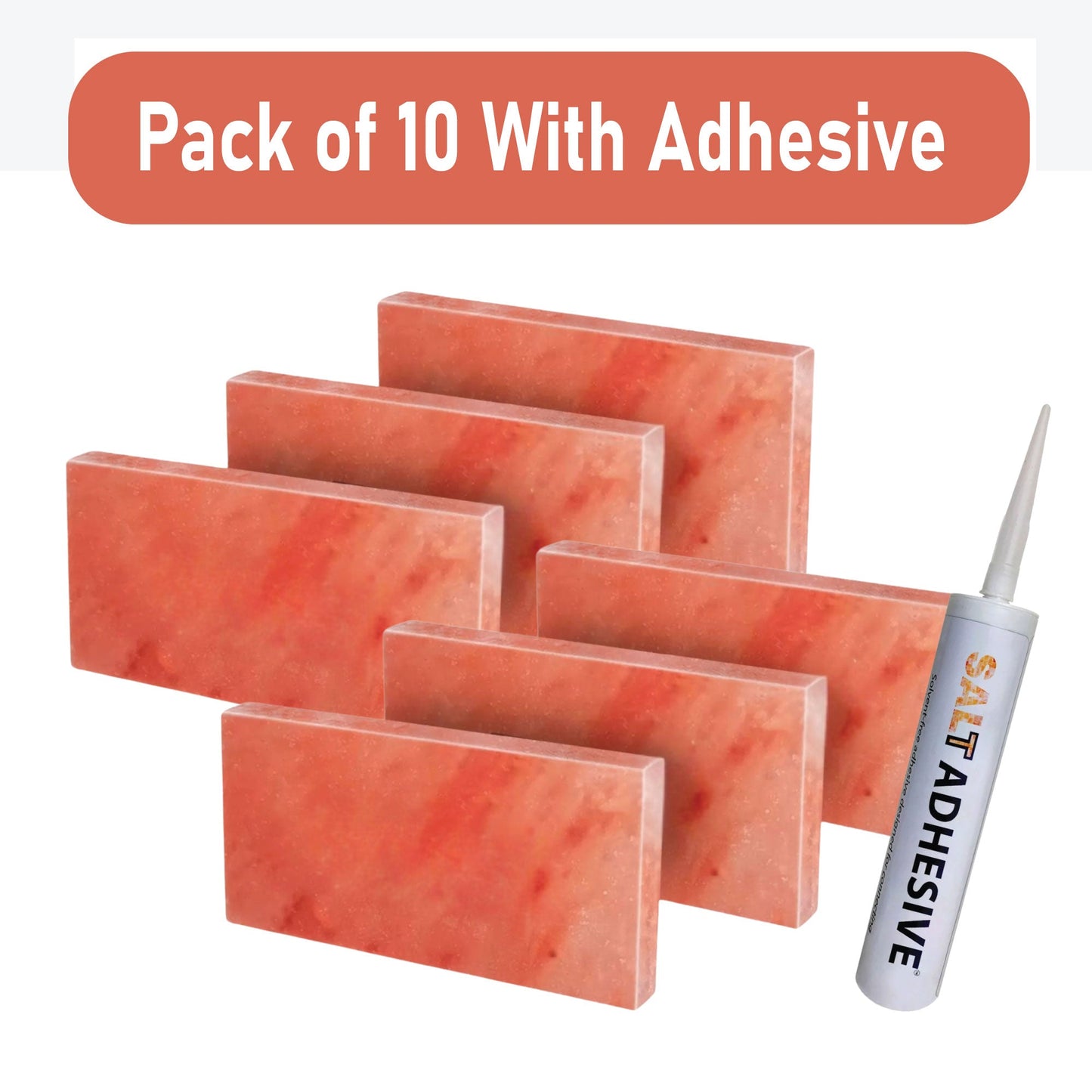 Build 2 sq. ft. Salt Wall (10 Himalayan Salt Tiles 8" x 4" x 1" With 1 Salt Adhesives)