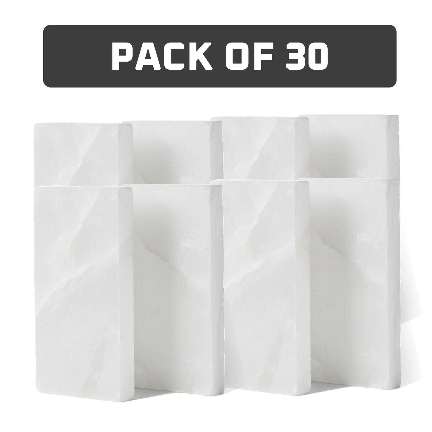 Himalayan White Salt Tiles 8" x 4" x 1" – Pack of 30