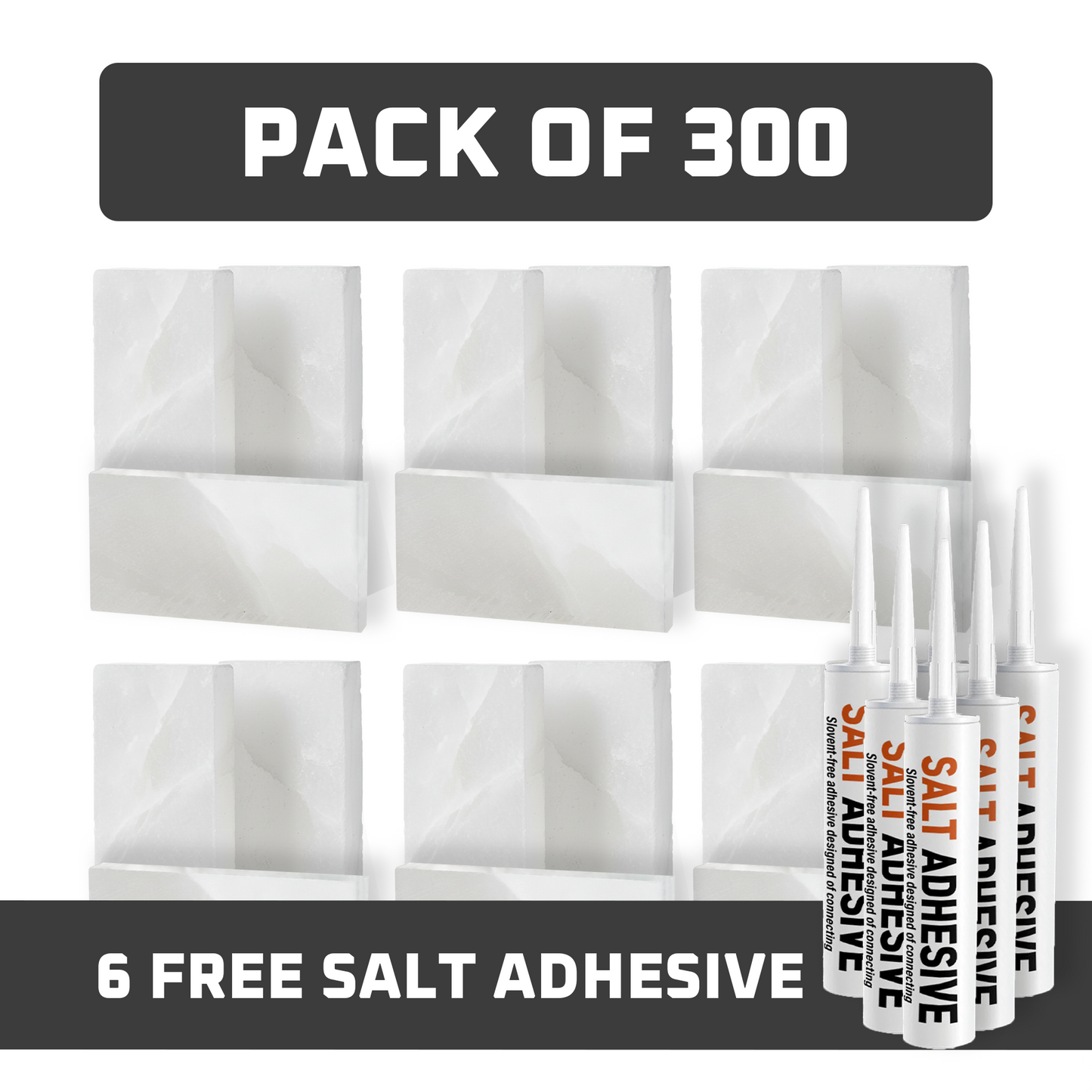 Himalayan White Salt Tiles - Pack of 300 With 9 Salt Adhesive