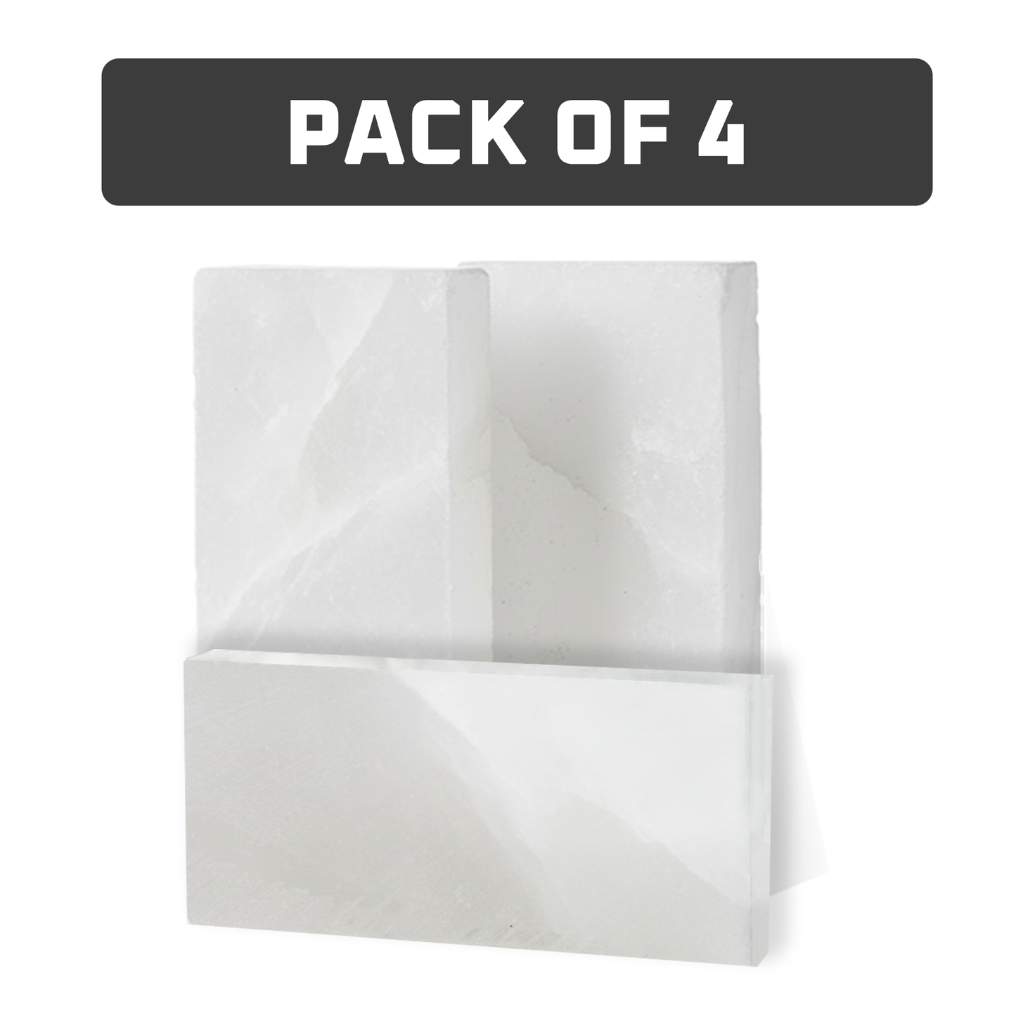 Himalayan White Salt Tiles 8" x 4" x 1" - Pack of 4