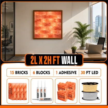 Himalayan Salt Bricks Wall Pack (2L × 2H Backlit Featured Wall) -Where Glow Meets Wellness