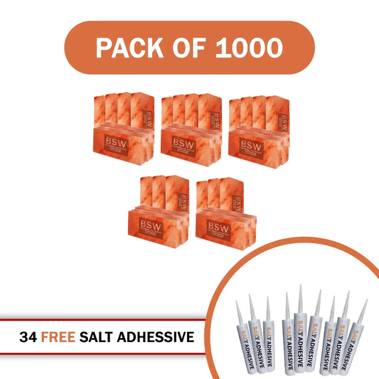 Himalayan Pink Salt Bricks 8" x 4" x 2" Pack of 1000 With 34 Salt Adhesive