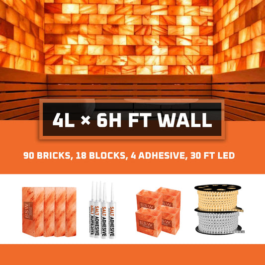 Himalayan Salt Bricks Wall Pack  (4L× 6H =24sq.ft Backlit Featured Wall) - Where Glow Meets Wellness