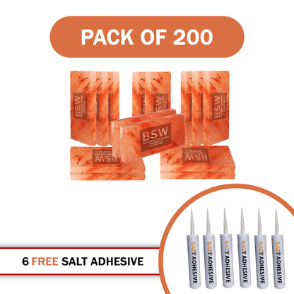 Build 40 sq. ft. Salt Wall (200 Himalayan Salt Tiles 8" x 4" x 1" and 6 Salt Adhesives)