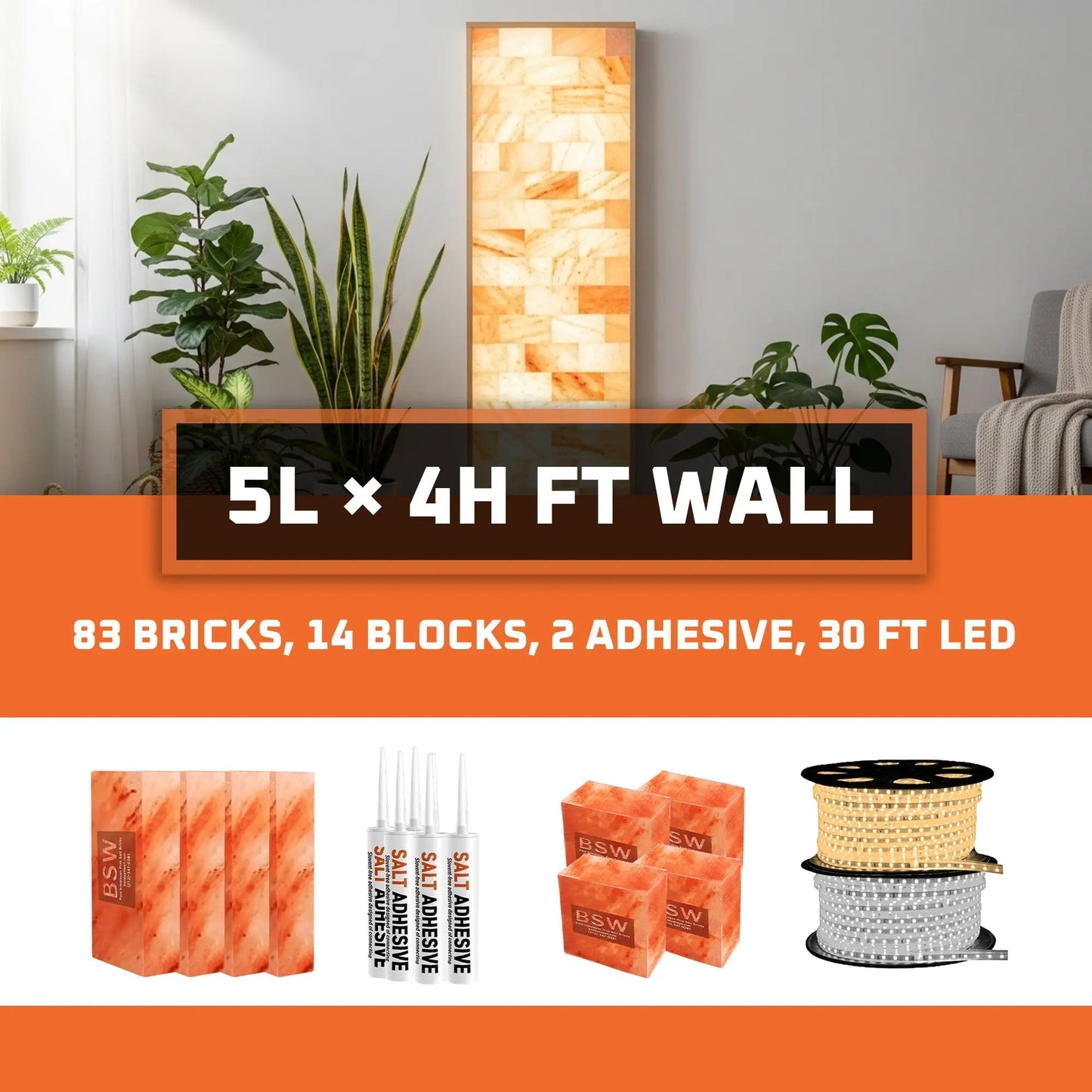 Build 20 sq ft Salt Wall Pack (5L × 4H Backlit Featured Wall) - Where Glow Meets Wellness