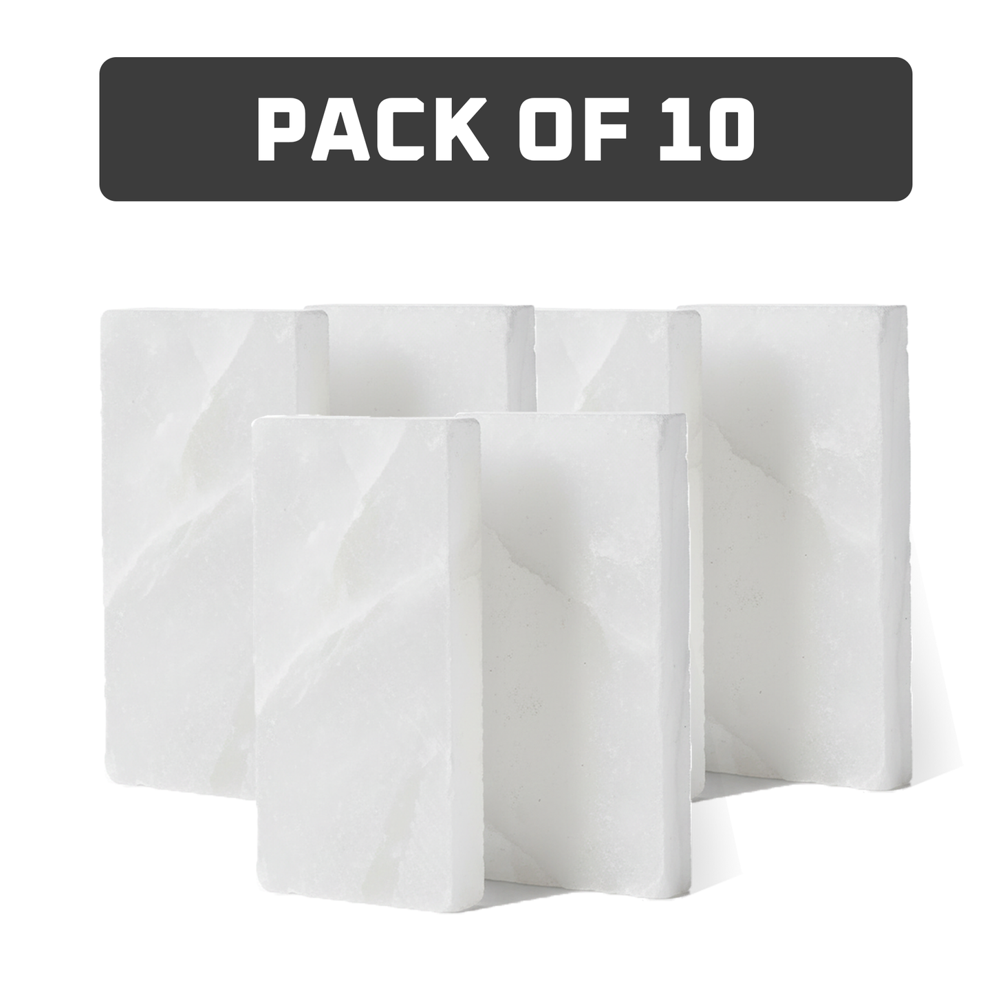 Himalayan White Salt Tiles 8" x 4" x 1" – Pack of 10