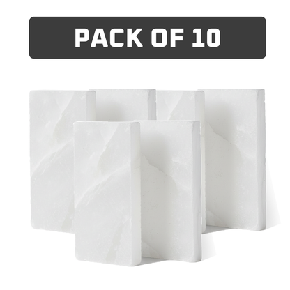 Himalayan White Salt Tiles 8" x 4" x 1" – Pack of 10