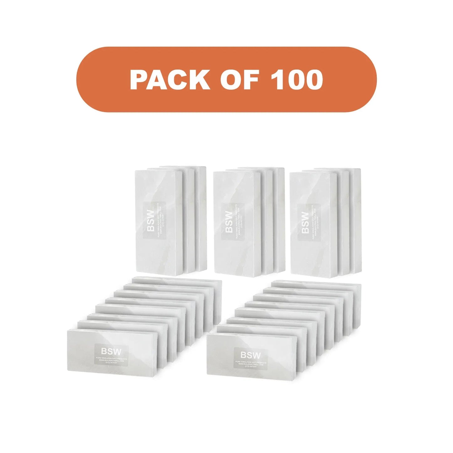 Himalayan White Salt Tiles 8" x 4" x 1"- Pack of 100