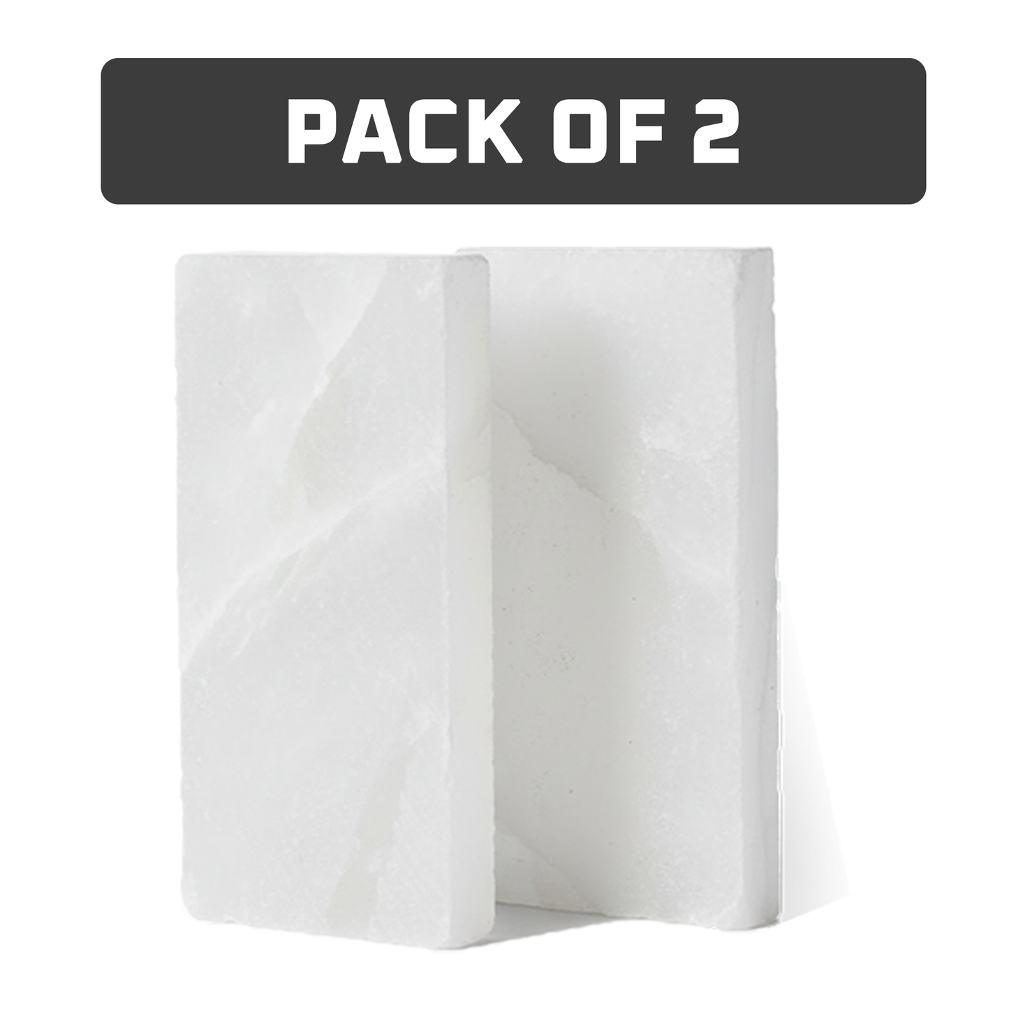 Himalayan White Salt Tiles - 8" x 4" x 1"- Pack 2