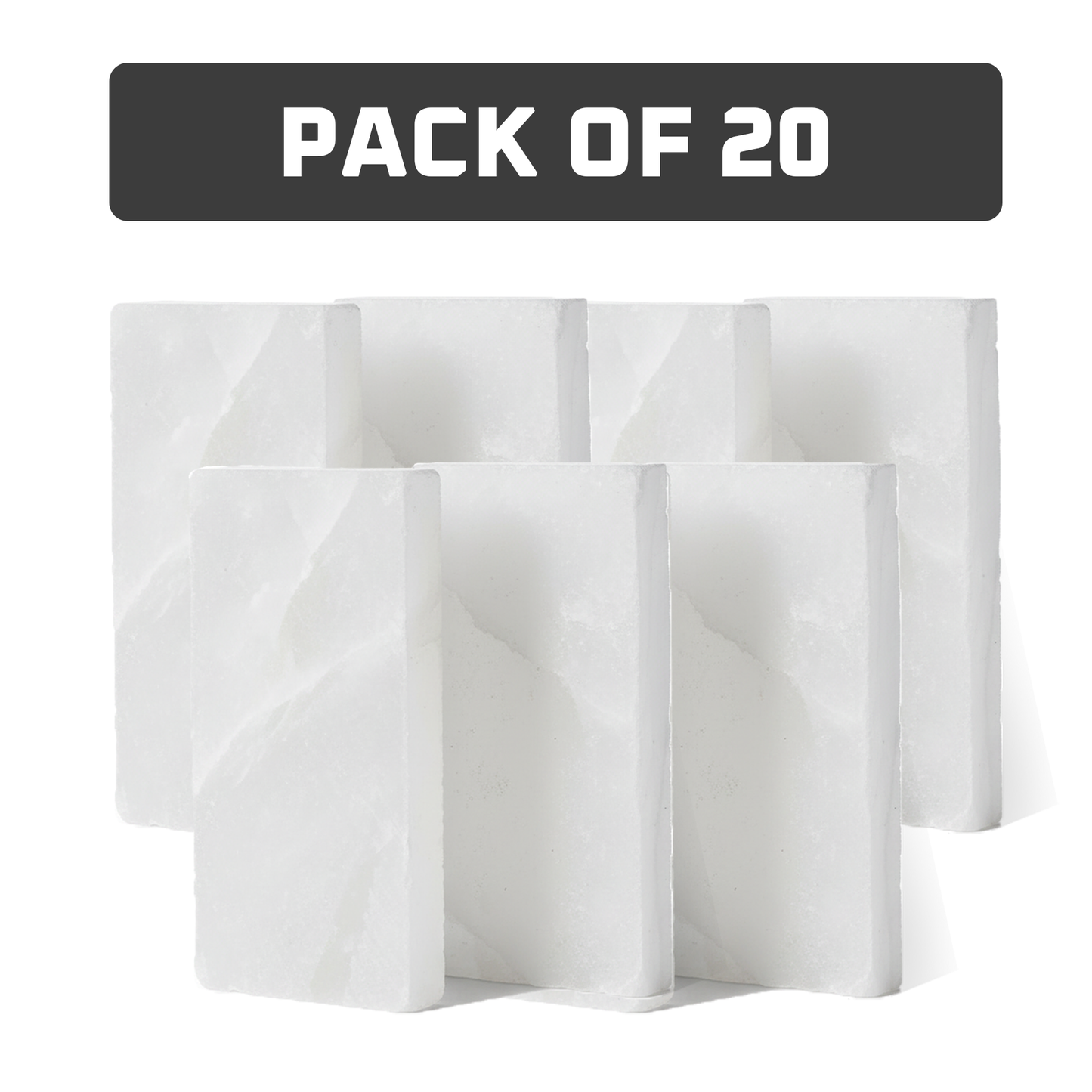 Himalayan White Salt Tiles 8" x 4" x 1" - Pack of 20