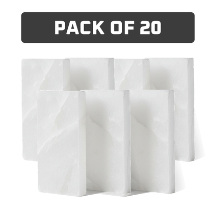 Himalayan White Salt Tiles 8" x 4" x 1" - Pack of 20