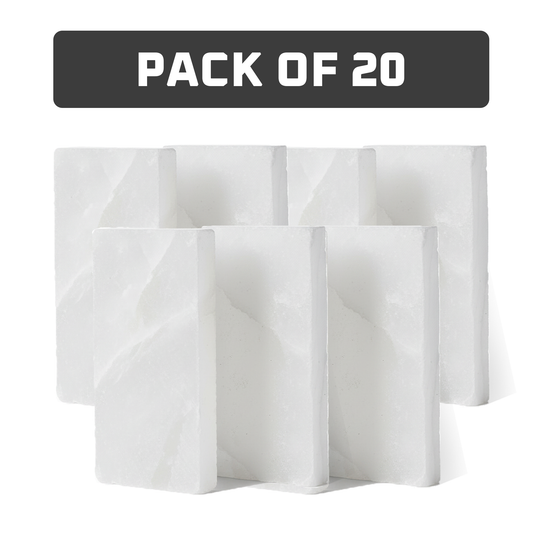 Himalayan White Salt Tiles 8" x 4" x 1" - Pack of 20