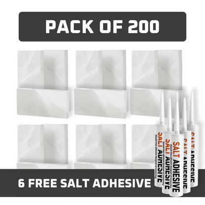 Himalayan White Salt Tiles 8" x 4" x 1"- Pack of 200 With 6 Salt Adhesive