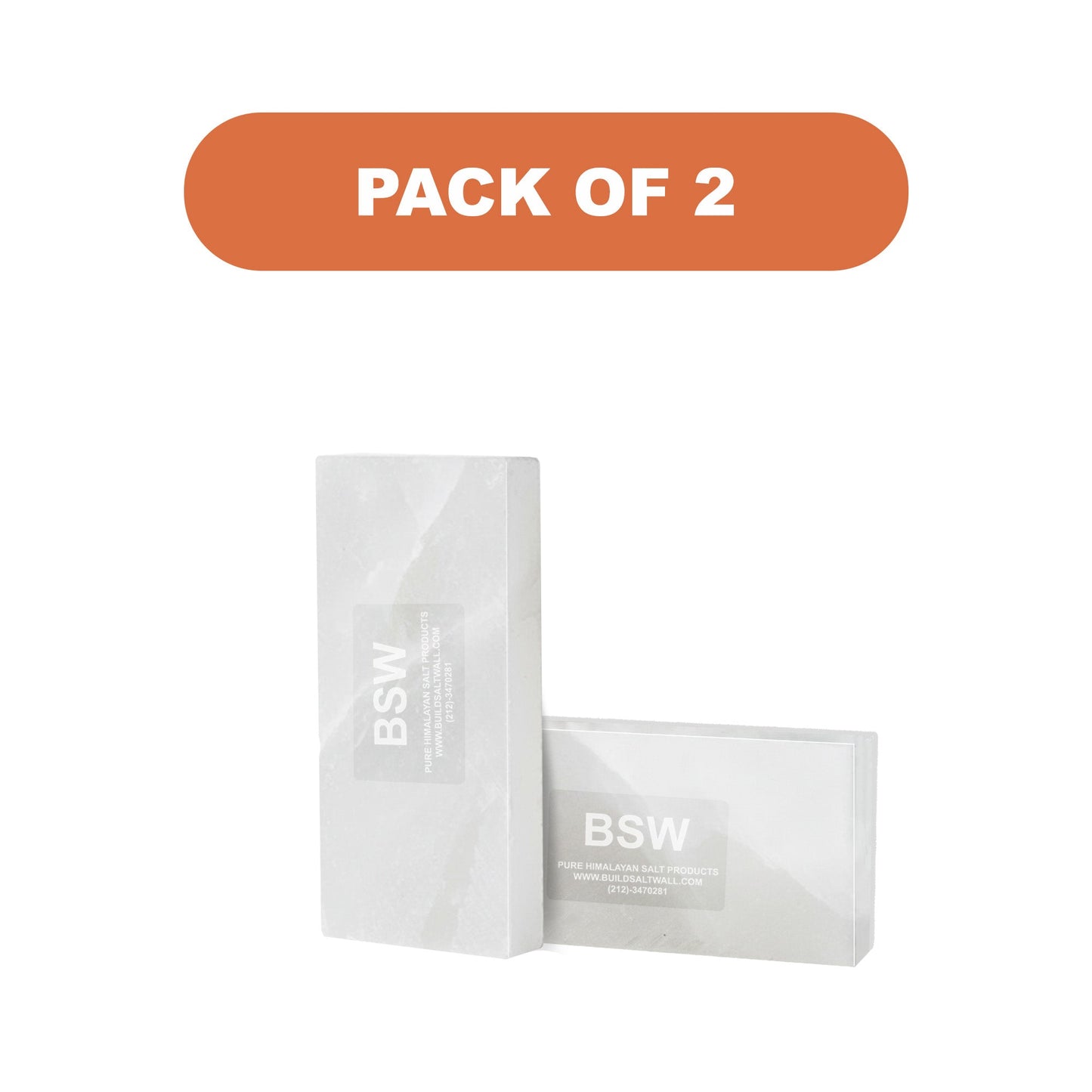 Himalayan White Salt Tiles - 8" x 4" x 1"- Pack 2