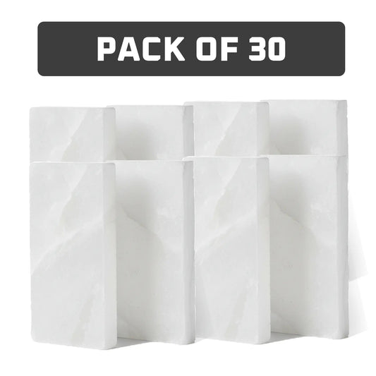 Himalayan White Salt Tiles 8" x 4" x 1" – Pack of 30