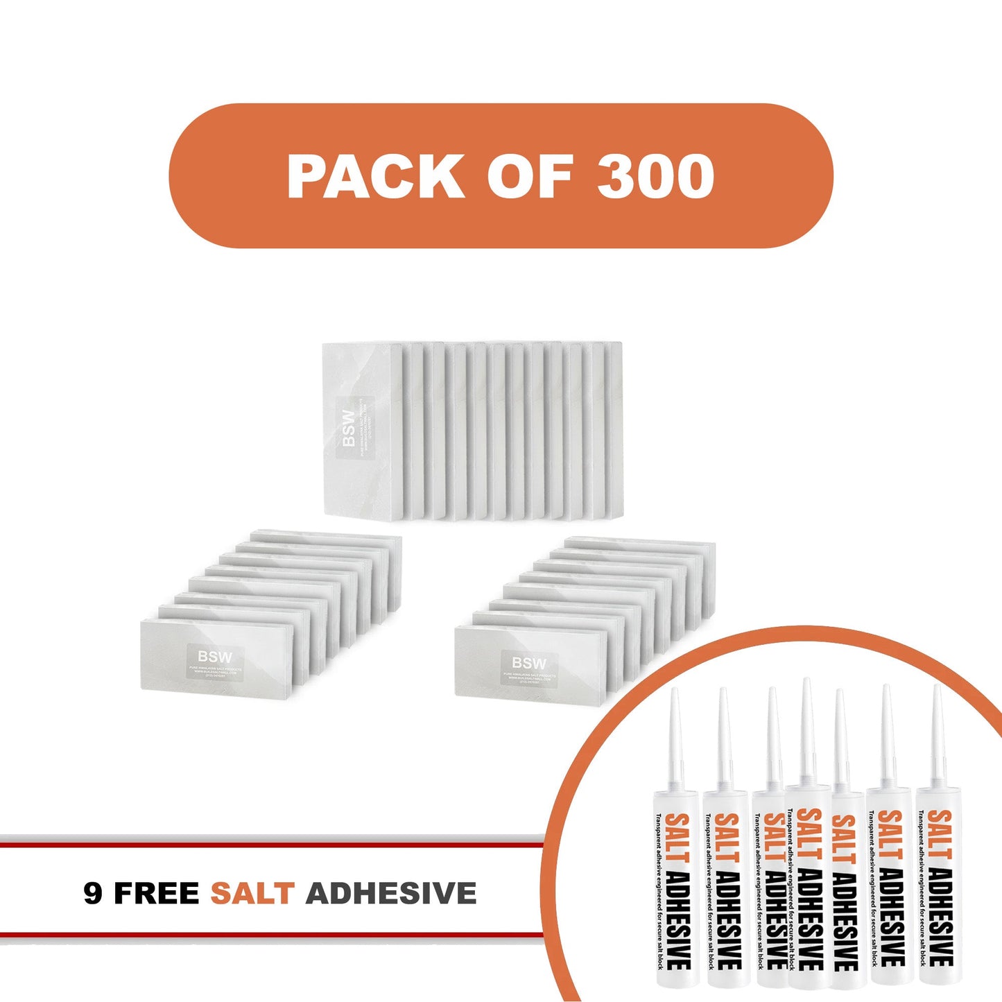 Himalayan White Salt Tiles - Pack of 300 With 9 Salt Adhesive
