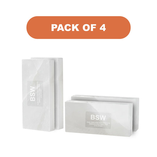 Himalayan White Salt Tiles 8" x 4" x 1" - Pack of 4