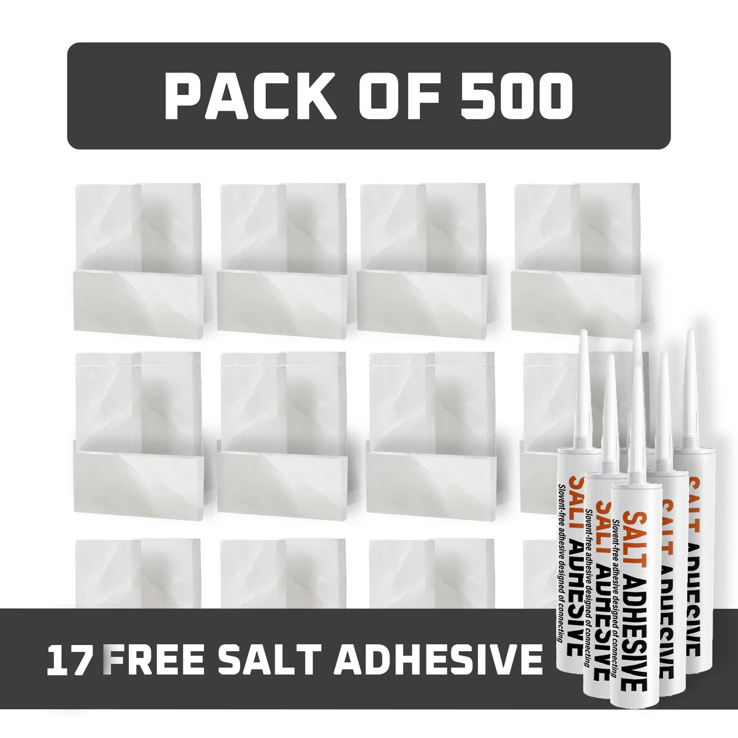 Himalayan White Salt Tiles - Pack of 500 With 17 Salt Adhesive