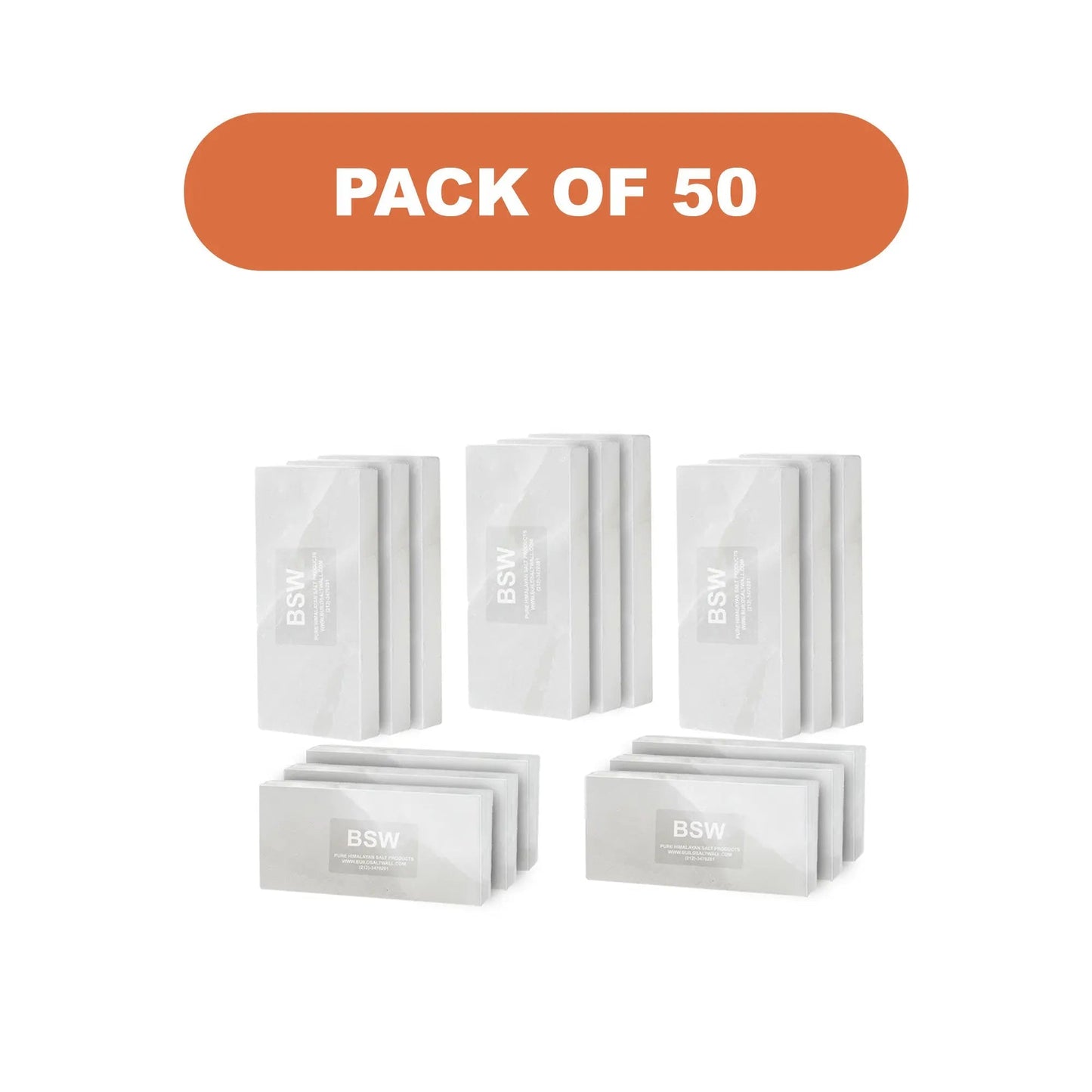 Himalayan White Salt Tiles 8" x 4" x 1"- Pack of 50