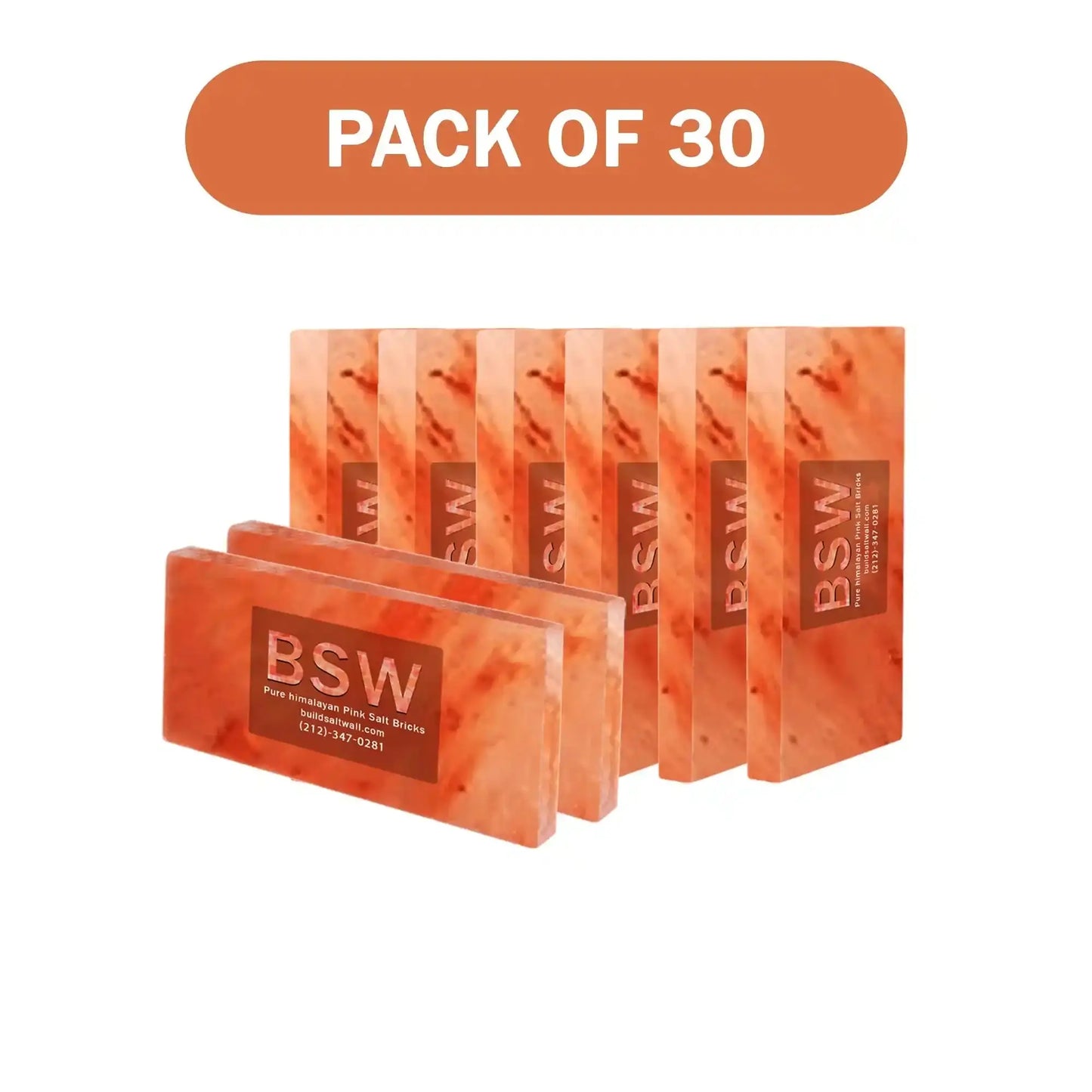 Himalayan Pink Salt Tiles 8" x 4" x 1" – Pack of 30