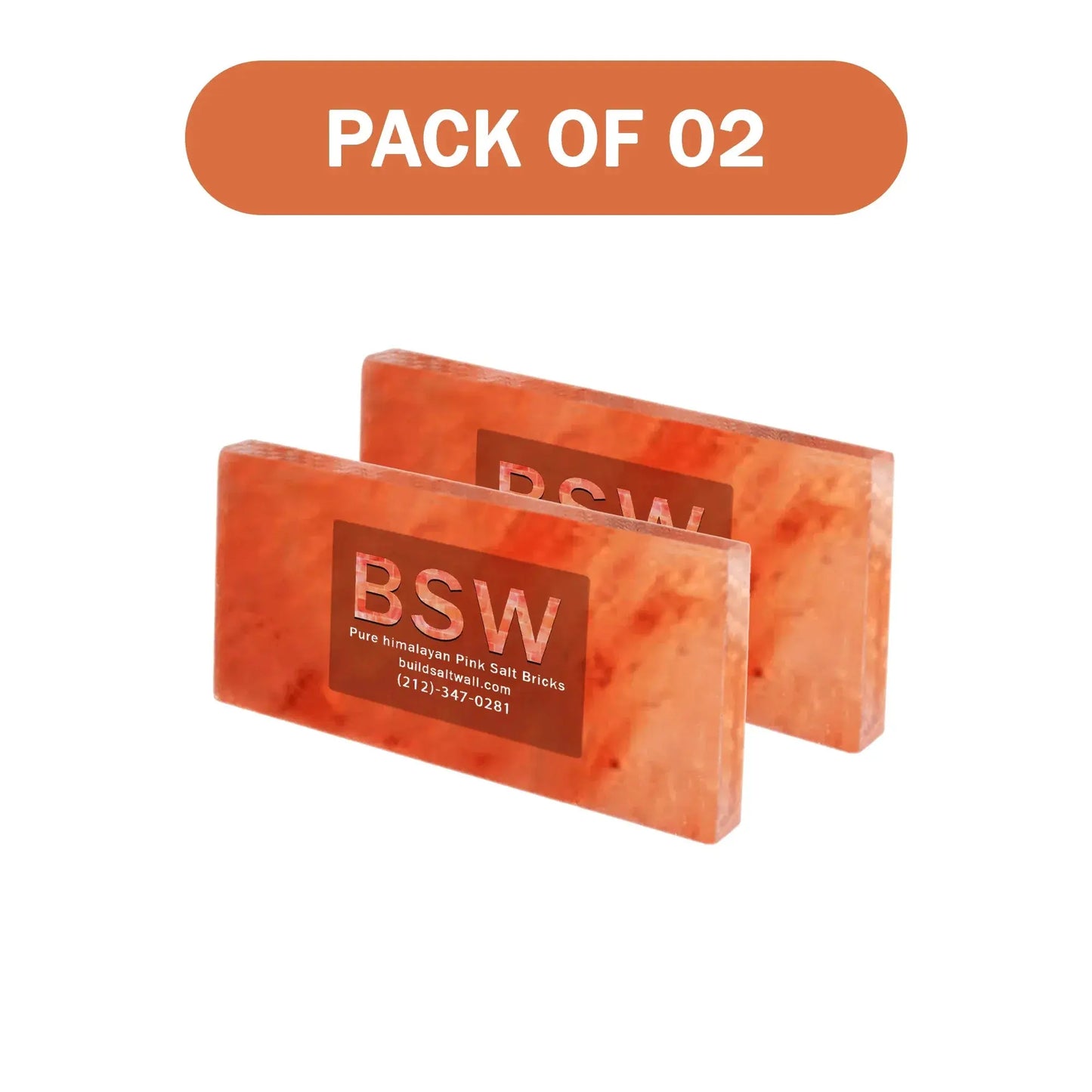 Himalayan Pink Salt Tiles - 8" x 4" x 1"- Pack 2